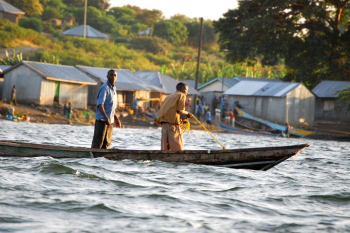 Fishers work on Lake Victoria in Africa by Kathryn Fiorella.