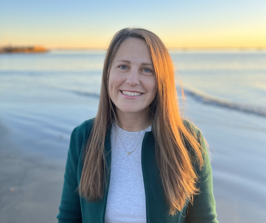 Kristine Ceres with the beach in the background